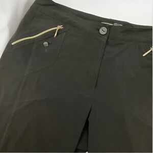 Jamie Sadock Black Golf‎ Capri Pants Cropped Gold Zipper Details